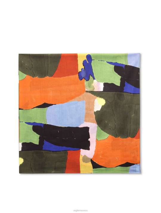 Aigle 86DD404 accesorios multico pr hombres pañuelo estampado de seda y algodón orgánico