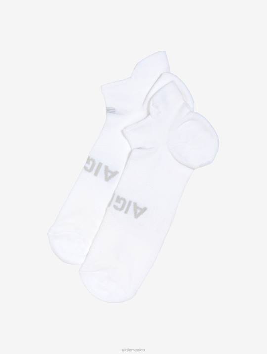 Aigle 86DD367 accesorios blanco hombres calcetines bajos de jacquard con refuerzo