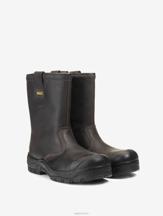 Aigle 86DD297 botas marron oscuro hombres la bota de seguridad de cuero con aislamiento impermeable