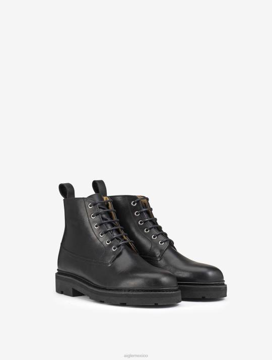 Aigle 86DD306 botas negro hombres la bota safari de cuero cosida noruega