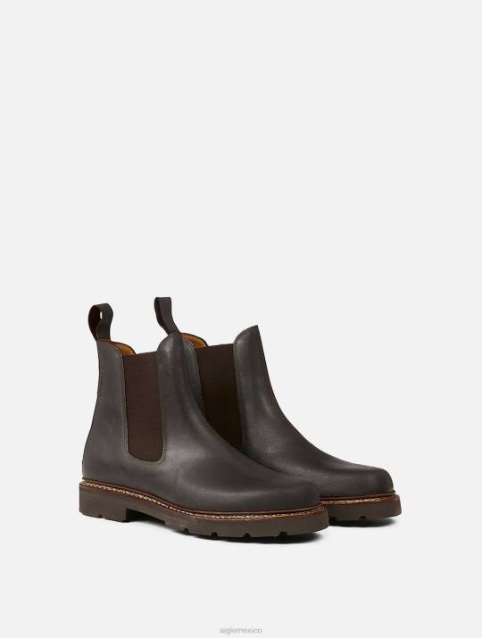 Aigle 86DD312 botas marron oscuro hombres botas de cuero