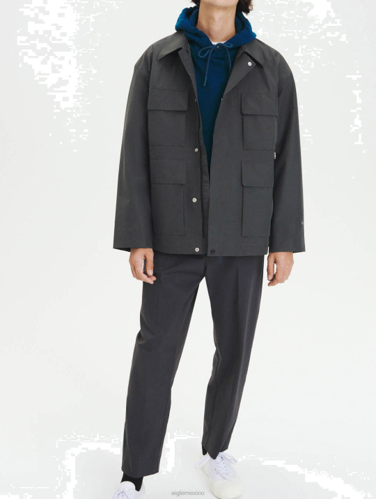 Aigle 86DD174 ropa carbón hombres Chaqueta goretex 4 bolsillos