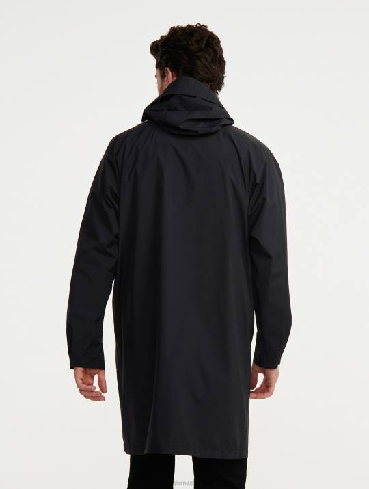 Aigle 86DD184 ropa negro hombres chaqueta mtd larga con capucha