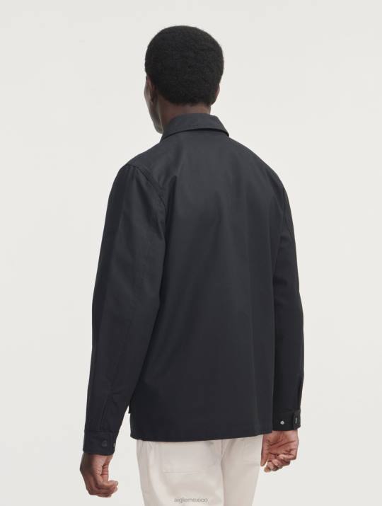 Aigle 86DD185 ropa negro hombres chaqueta safari revestida corta