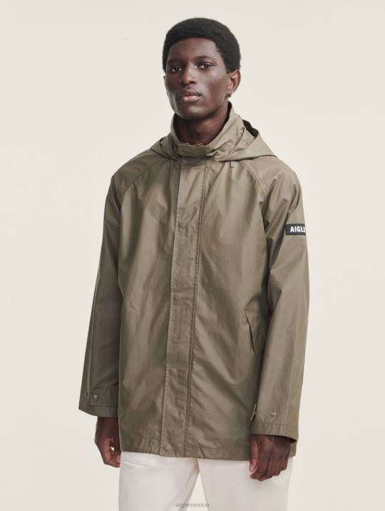 Aigle 86DD207 ropa taillis hombres chaqueta revestida con capucha y largo medio