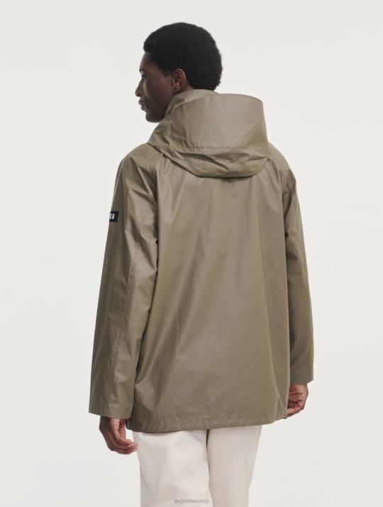 Aigle 86DD207 ropa taillis hombres chaqueta revestida con capucha y largo medio