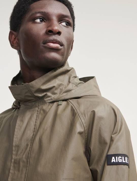 Aigle 86DD207 ropa taillis hombres chaqueta revestida con capucha y largo medio