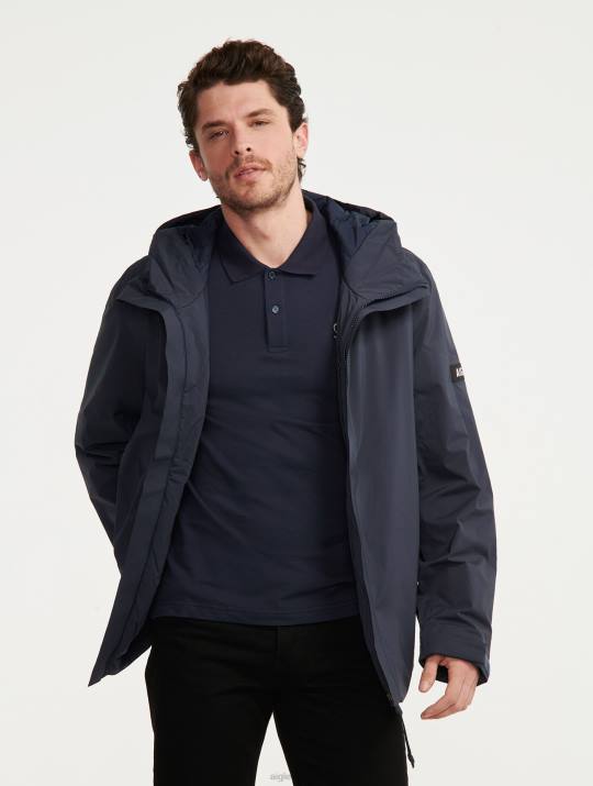 Aigle 86DD216 ropa imperio hombres chaqueta mtd acolchada de longitud media con capucha dupont sorona