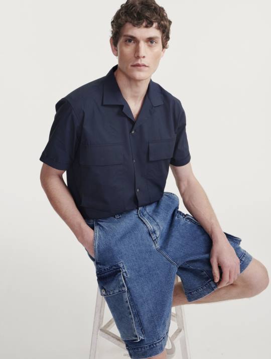 Aigle 86DD128 ropa lejía ligera de mezclilla hombres shorts de mezclilla