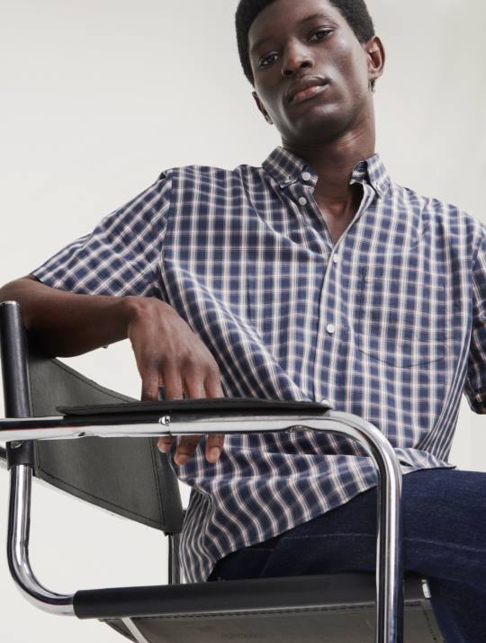 Aigle 86DD100 ropa imperio ch hombres camisa de manga corta a cuadros