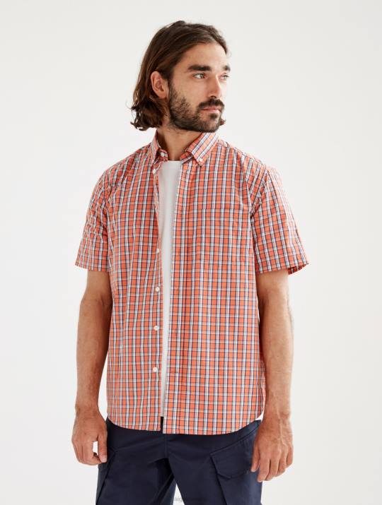 Aigle 86DD101 ropa albaricoque ch hombres camisa de manga corta a cuadros