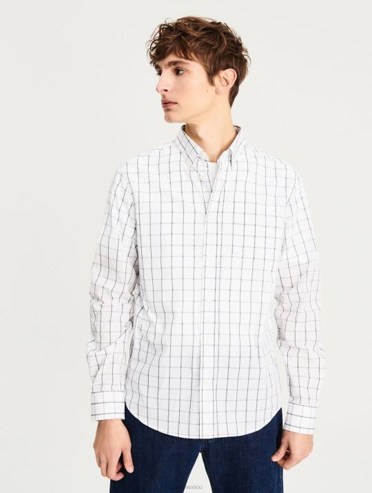 Aigle 86DD104 ropa blanco ch hombres comprobar camisa