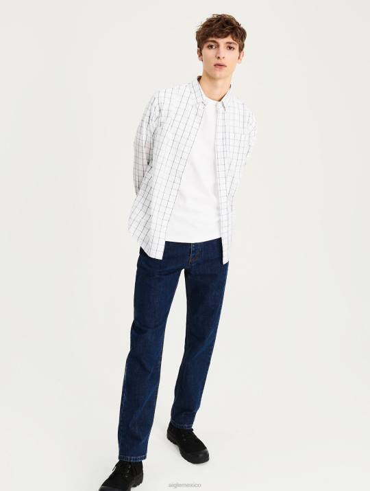 Aigle 86DD104 ropa blanco ch hombres comprobar camisa