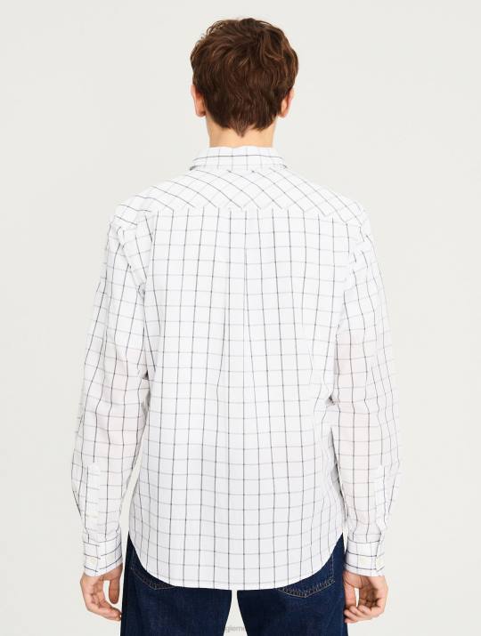 Aigle 86DD104 ropa blanco ch hombres comprobar camisa