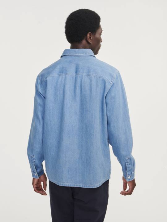 Aigle 86DD112 ropa lejía ligera de mezclilla hombres sobrecamisa vaquera de manga larga