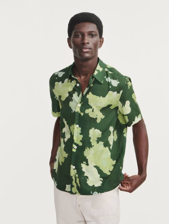 Aigle 86DD120 ropa botánico pr hombres camisa de manga corta con estampado de lyocell
