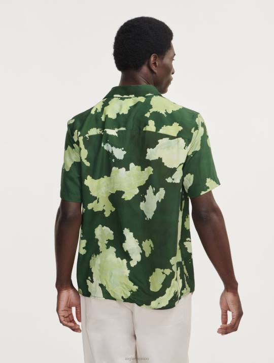 Aigle 86DD120 ropa botánico pr hombres camisa de manga corta con estampado de lyocell