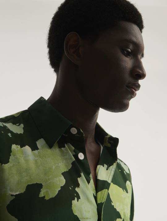 Aigle 86DD120 ropa botánico pr hombres camisa de manga corta con estampado de lyocell