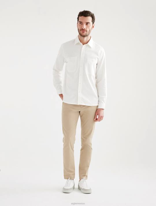 Aigle 86DD126 ropa leche hombres sobrecamisa de manga larga de algodón/lino