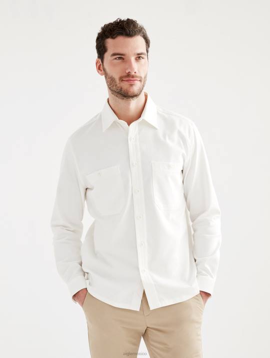 Aigle 86DD126 ropa leche hombres sobrecamisa de manga larga de algodón/lino