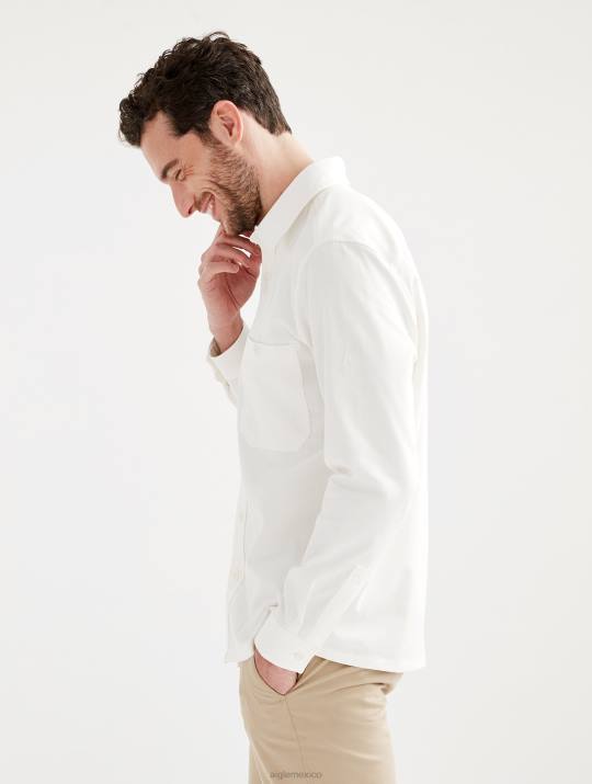 Aigle 86DD126 ropa leche hombres sobrecamisa de manga larga de algodón/lino