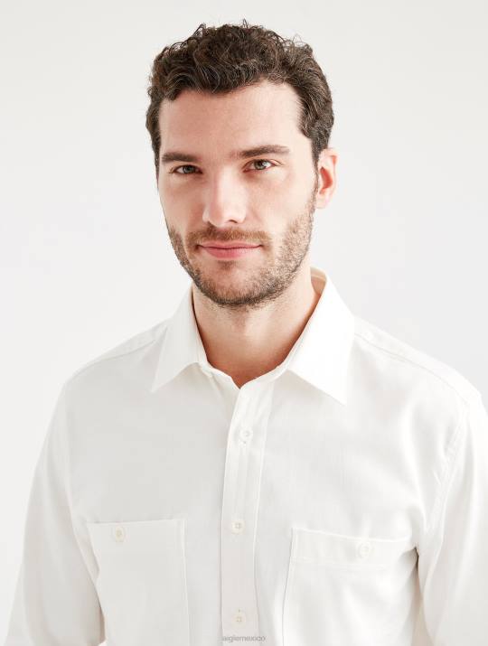 Aigle 86DD126 ropa leche hombres sobrecamisa de manga larga de algodón/lino