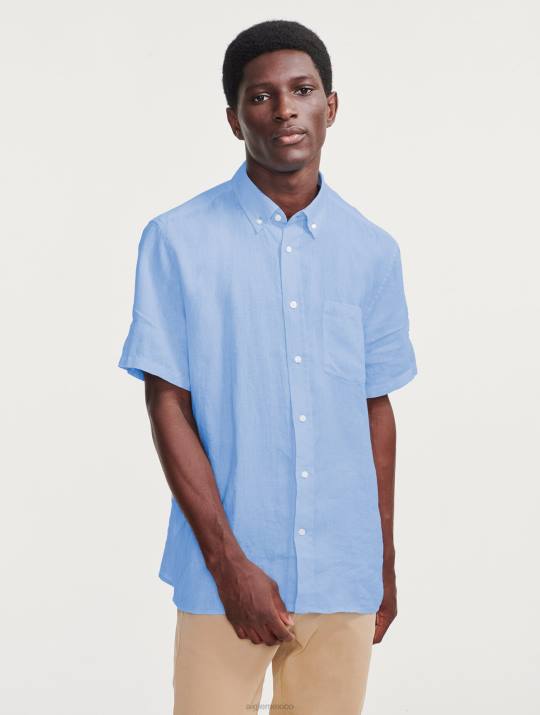 Aigle 86DD131 ropa cielo azul hombres camisa de lino de manga corta