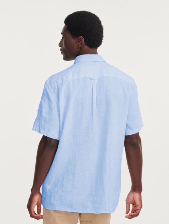 Aigle 86DD131 ropa cielo azul hombres camisa de lino de manga corta
