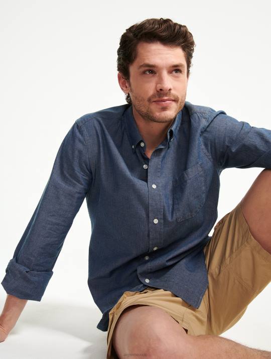 Aigle 86DD140 ropa cambray hombres camisa de cambray de manga larga