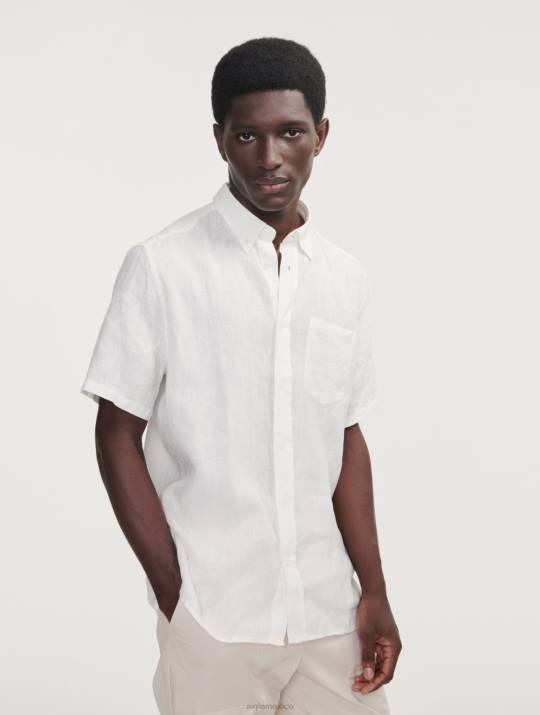 Aigle 86DD145 ropa leche hombres camisa de lino de manga corta