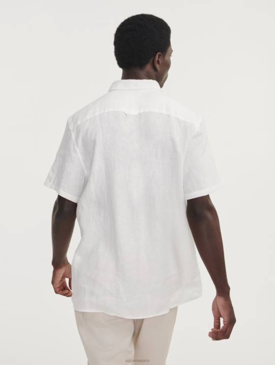 Aigle 86DD145 ropa leche hombres camisa de lino de manga corta