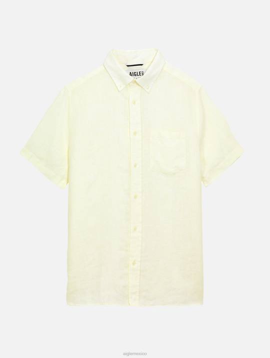 Aigle 86DD145 ropa leche hombres camisa de lino de manga corta