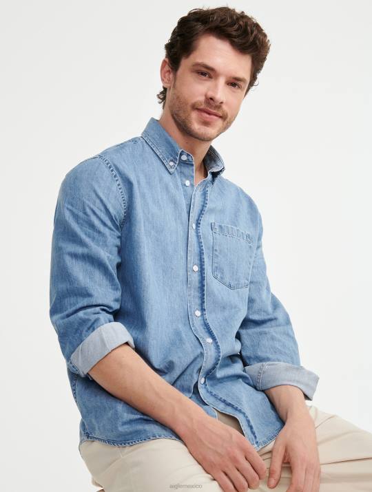 Aigle 86DD27 ropa lejía ligera hombres camisa vaquera de manga larga