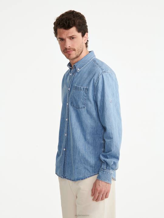 Aigle 86DD27 ropa lejía ligera hombres camisa vaquera de manga larga