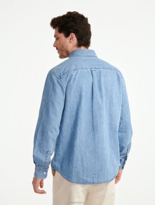 Aigle 86DD27 ropa lejía ligera hombres camisa vaquera de manga larga