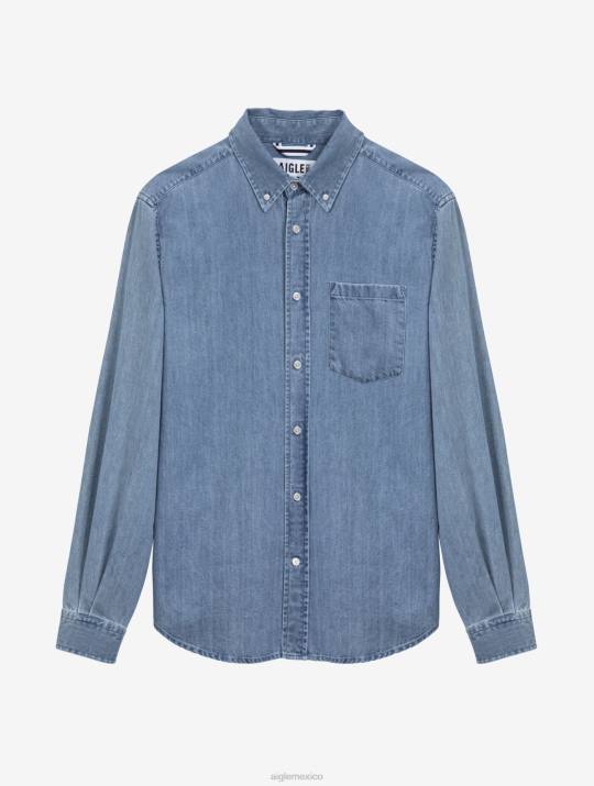 Aigle 86DD27 ropa lejía ligera hombres camisa vaquera de manga larga