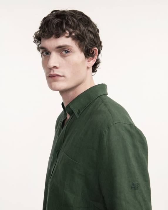 Aigle 86DD55 ropa botánico hombres camisa de lino de manga corta