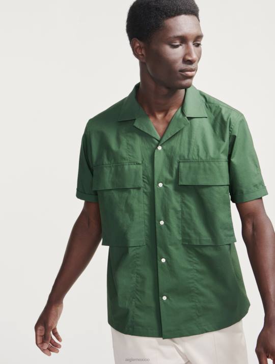 Aigle 86DD56 ropa botánico hombres camisa militar de manga corta