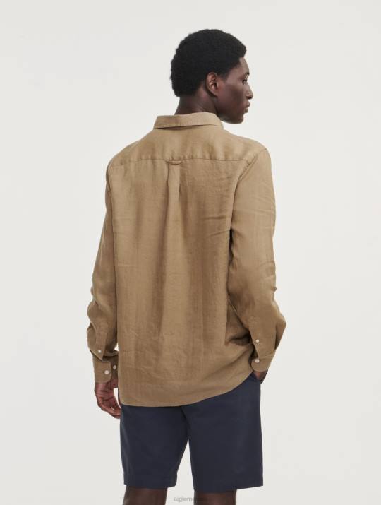 Aigle 86DD66 ropa capuchino hombres camisa de lino de manga larga