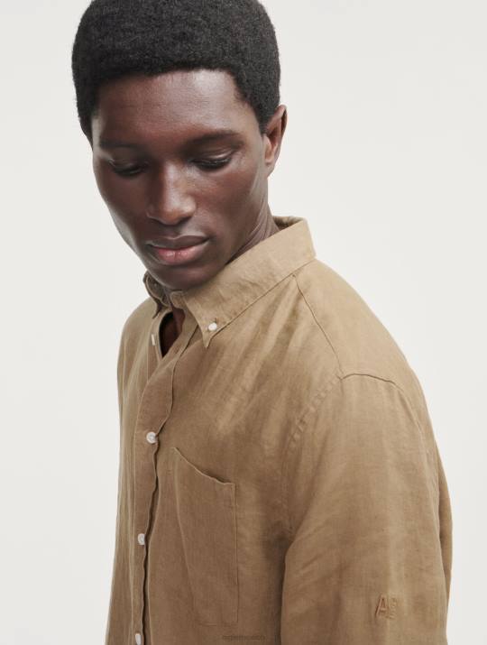 Aigle 86DD66 ropa capuchino hombres camisa de lino de manga larga