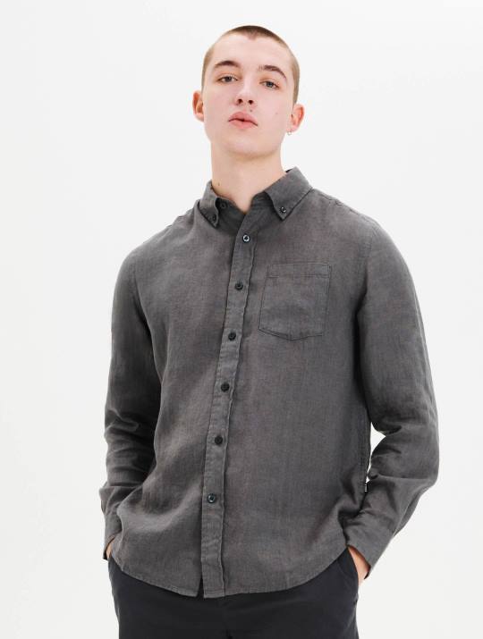 Aigle 86DD89 ropa carbón hombres camisa de lino