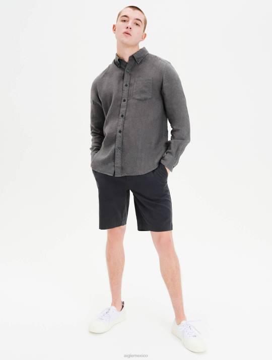 Aigle 86DD89 ropa carbón hombres camisa de lino