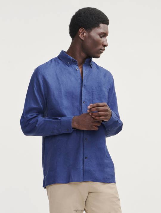Aigle 86DD95 ropa encrebleu hombres camisa de lino de manga larga