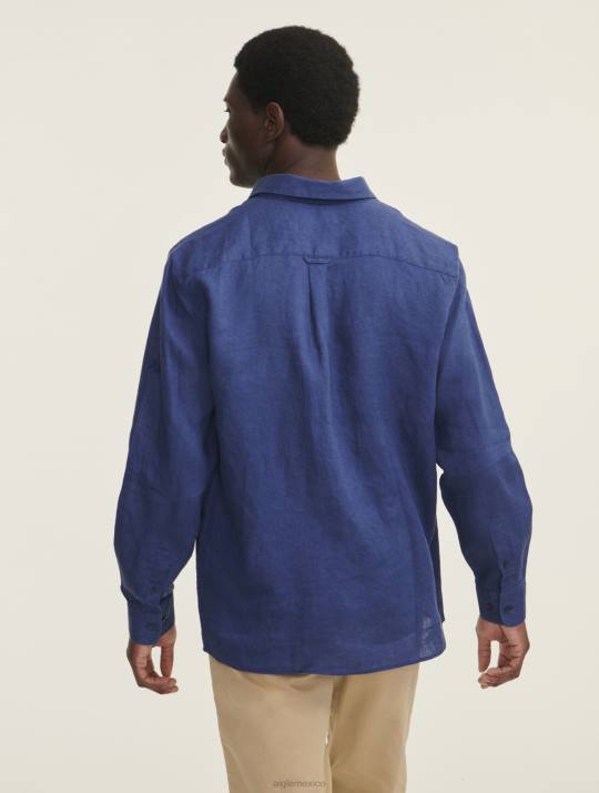 Aigle 86DD95 ropa encrebleu hombres camisa de lino de manga larga