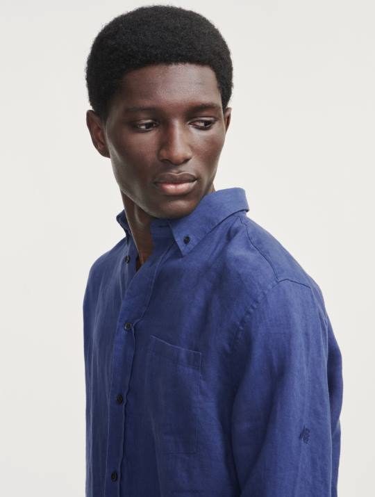 Aigle 86DD95 ropa encrebleu hombres camisa de lino de manga larga