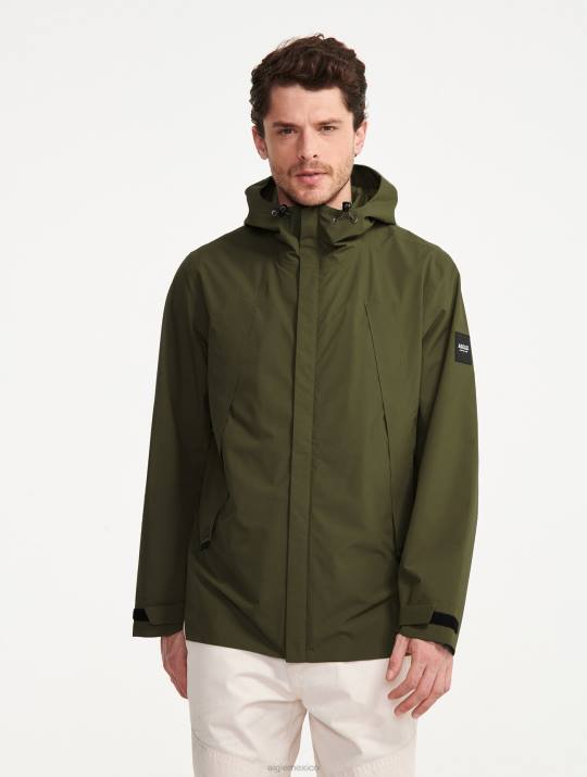 Aigle 86DD178 ropa kaki hombres parka de longitud media con capucha mtd