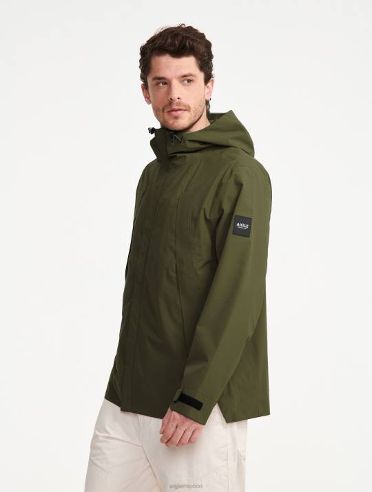 Aigle 86DD178 ropa kaki hombres parka de longitud media con capucha mtd