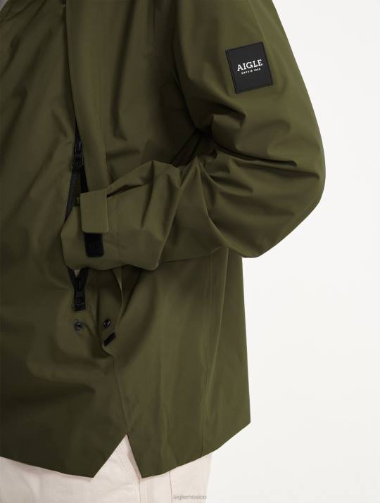 Aigle 86DD178 ropa kaki hombres parka de longitud media con capucha mtd