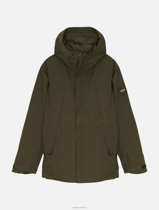 Aigle 86DD178 ropa kaki hombres parka de longitud media con capucha mtd