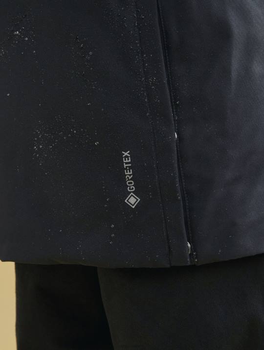 Aigle 86DD194 ropa negro hombres parka larga con capucha y plumas de gore-tex